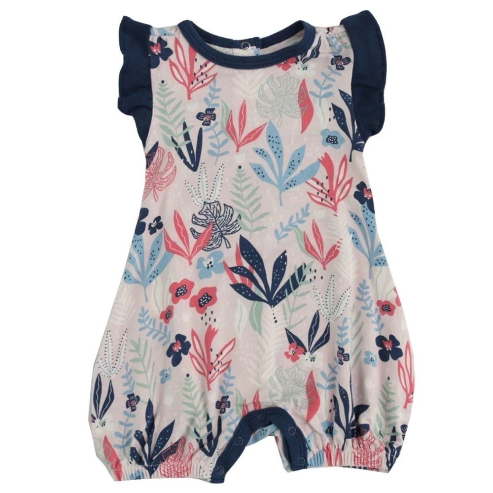 Bestaroo Pink Floral Short Flutter Sleeve Romper Size 0-3 Months NWT Modal
